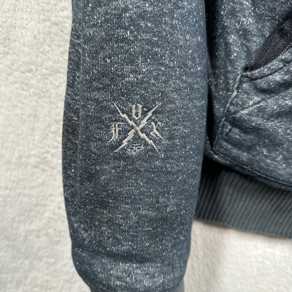 Fox Racing Sherpa Lined Hoodie Mens L Black Grunge Distressed Heavy Jacket - Picture 7 of 14